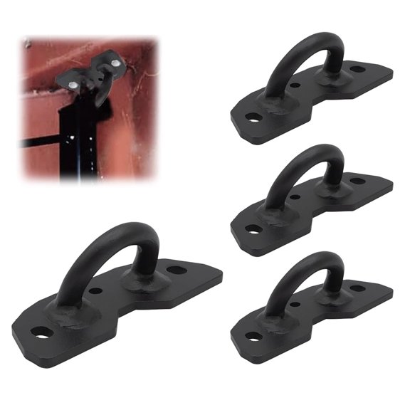 4 Pack 1/2" Bolt-On D-Ring Lashing Points for Shipping Containers - Black Powder Coated Steel - Container D-Rings for Mounting Container Shelves & Accessories