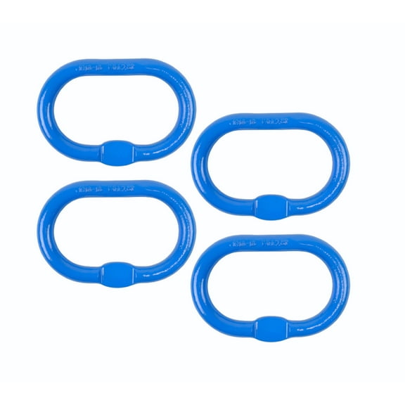 (4 Pack) 1/2 Inch Oblong Master Link for Chain & Wire Rope, Grade 100 - WLL 5,000 Lbs (2.3 Ton), Blue - 4:1 Safety Factor - Alloy Steel, Heavy-Duty, Oval Master Link Ring for Lifting