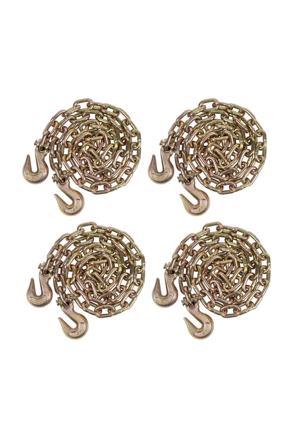 4 Pack 1/2 Inch x 20 FT Grade 70 Binder Chain with Clevis Grab Hooks - G70 Transport Tow Chain - 11,300 Lbs Working Load Limit