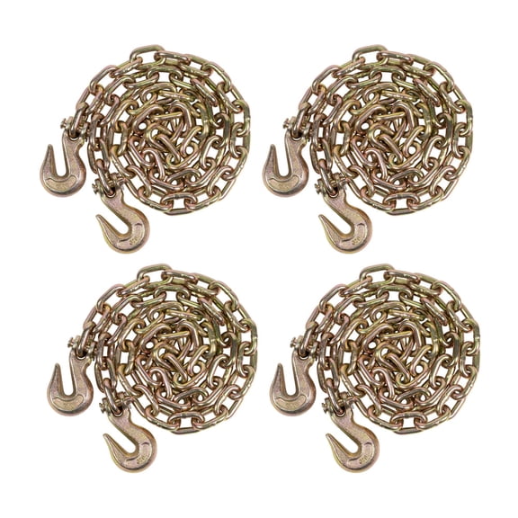 4 Pack 1/2 Inch x 20 FT Grade 70 Binder Chain with Clevis Grab Hooks - G70 Transport Tow Chain - 11,300 Lbs Working Load Limit