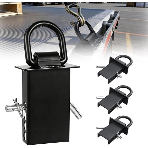 4 Pack 1/2" Stake Pocket D Rings 18000lbs Tie Down Anchors for Utility Trailers and Flatbeds Cargo Trucks, Black