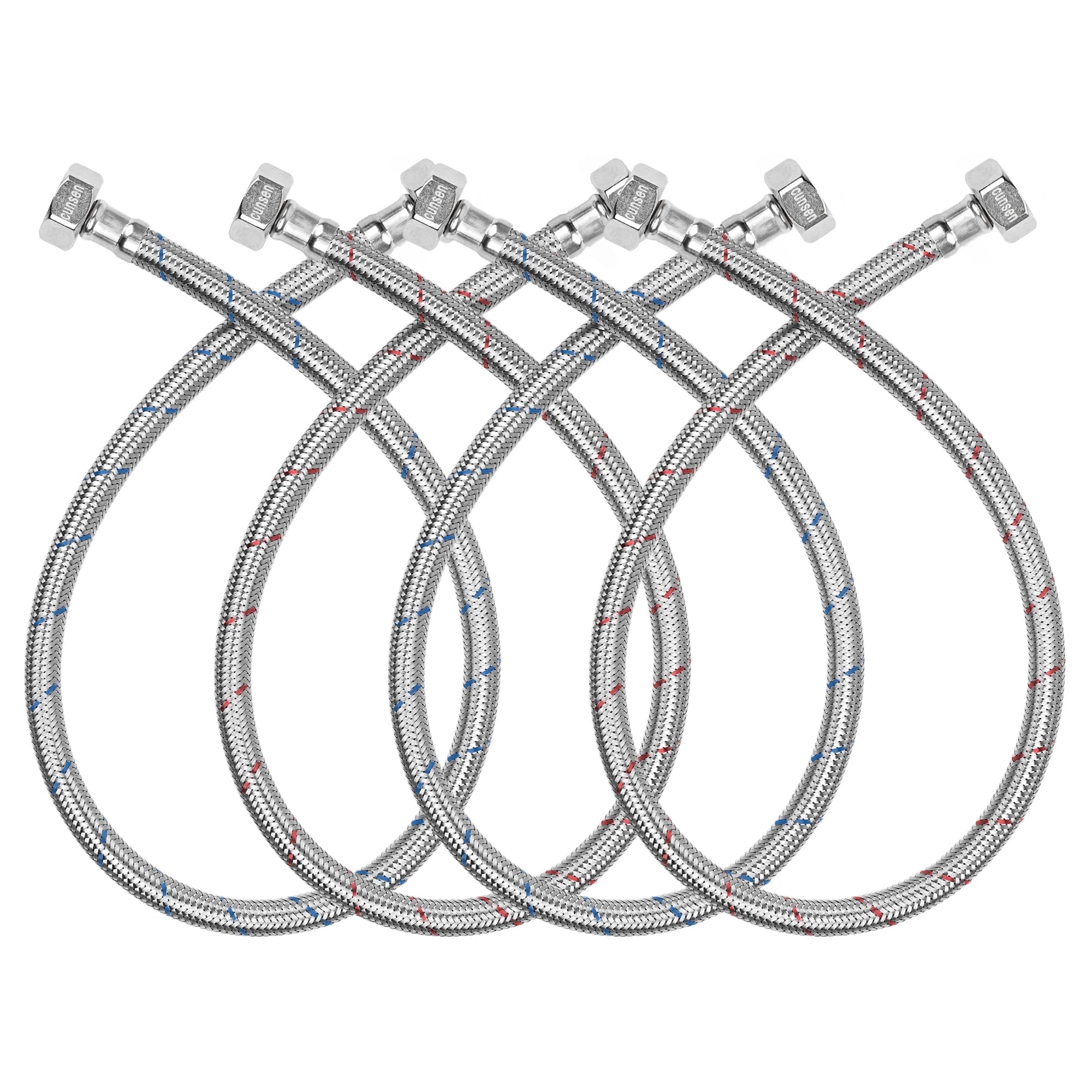 4 Pack 1/2" x 1/2" FIP Flexible Faucet Supply Lines, Bathroom Faucet ...