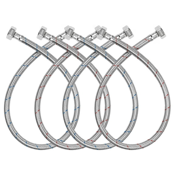 4 Pack 1/2" x 1/2" FIP Flexible Faucet Supply Lines, Bathroom Faucet Hose Connector, 304 Stainless Steel Braided Water Supply Line for Kitchen