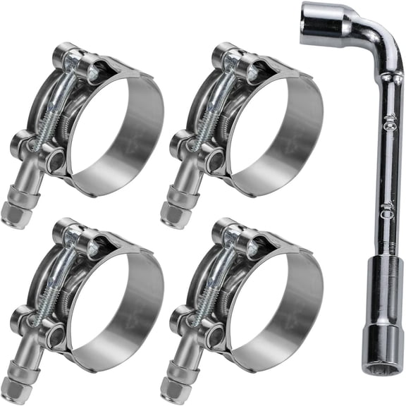 4 Pack 1.25 Inch T Bolt Hose Clamps Working Range 40-46mm for 1.25 Inch Hose ID, Stainless Steel Turbo Intake Intercooler Clamps