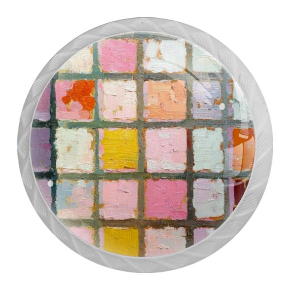 4 Pack 1.37" Decorative Color Palette Kitchen Cabinet Knobs with Screws (0.28lb)