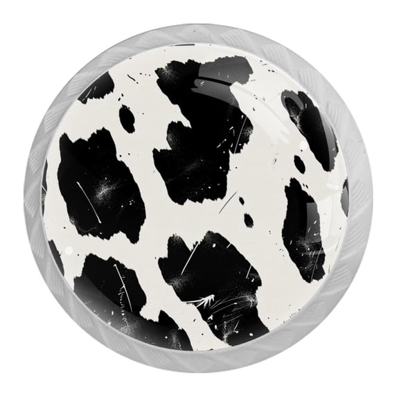 4 Pack 1.37" Decorative Cow Pattern Kitchen Cabinet Knobs with Screws (0.28lb)