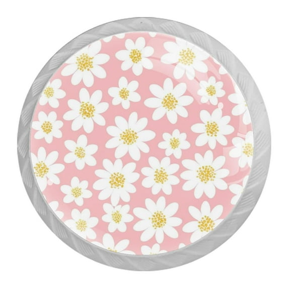 4 Pack 1.37" Decorative Little Daisy Kitchen Cabinet Knobs with Screws (0.28lb)