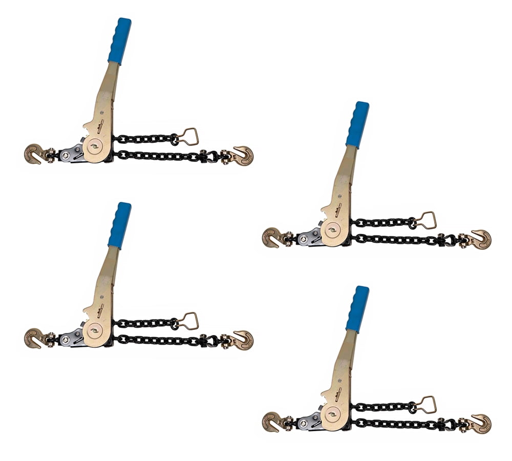 (4 Pack) 1/4" 5/16"EZ Ratchet Chain Binder with Grab Hooks & 2500 lbs