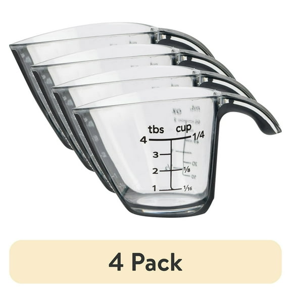 (4 Pack)1/4 Cup Plastic Mini Measuring Cups Black/Transparent 2 Oz/60 Ml Dishwasher Safe