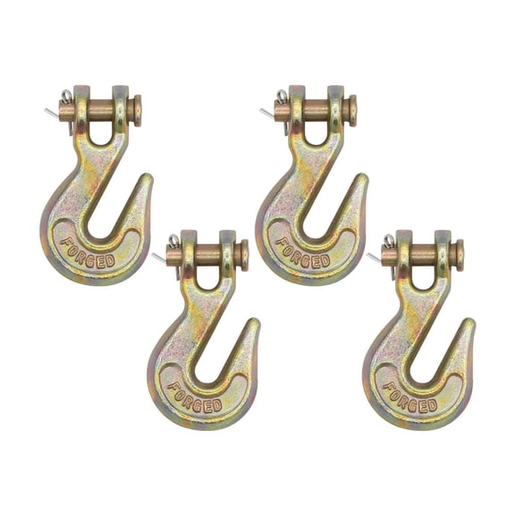 4 Pack 1/4" Grade 70 Clevis Grab Hooks - 11660 lbs Breaking Strength Forged Steel - Chain Grab Hook for Truck Tractor Flatbed - Heavy Duty Grab Hooks for Lifting, Rigging, Forklift