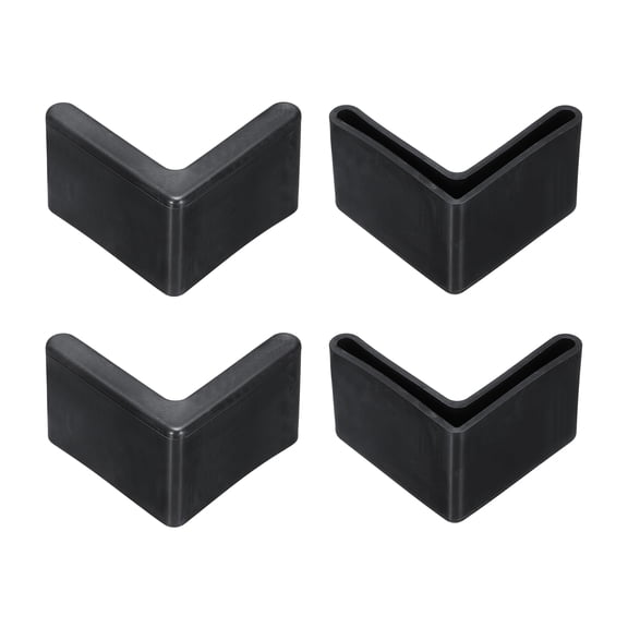 4 Pack 1-5/8" Bed Frame End Caps, Rubber L-Shape Angle Iron Foot Pad Leg Protector, Anti-Slip Leg Caps Edge Corner Furniture End Covers for Furniture Shelves, Black
