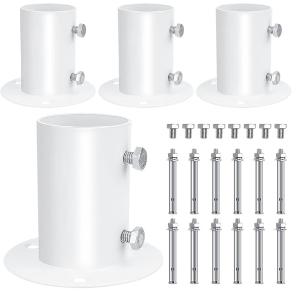 4 Pack 1.5" Deck Anchor Flange Stainless Steel Rod End Holder for Pool Ladder Brackets Handrails Slide Above Ground Pool Accessories with Mounting Hardware