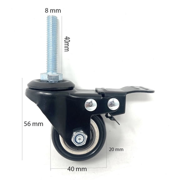 4-Pack 1.5 in Heavy-Duty Swivel Threaded Stem Caster Wheels with Brake  Replacement Furniture & Equipment Casters, 360 Rotation, Quiet Rolling, Durable Metal Frame