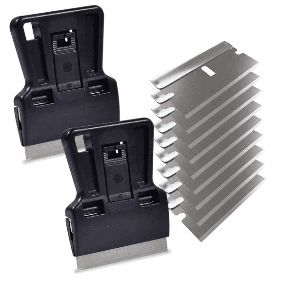 4 Pack 1.5 Inch Mini Metal Razor Scraper Set with 20 Replacement Carbon Blades Putty Knife Tool for Glue Sticker Vinyl Removing
