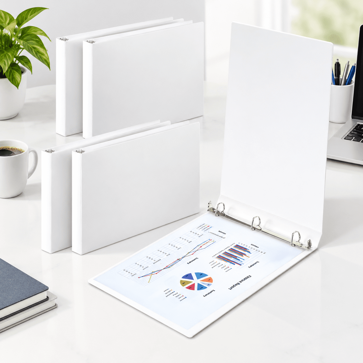 4 Pack 1.5 Inch White 3 Ring Landscape Binders for 11 x 17 Inch Paper ...