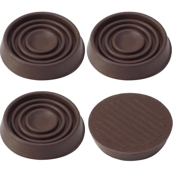 4 Pack 1.5 x 1.5 Inch Round Rubber Caster Cups, Non Slip Furniture Pads Furniture Coasters, Non Skid Furniture Feet Anti Slide Floor Protector for Bed Couch Chair Table Stoppers (Brown)
