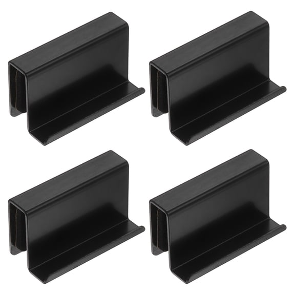 4 Pack 1.6 Inch Glass Finger Edge Pull, Steel Window Display Door Clips, Concealed Cabinet Door Handle for Drawers, Wardrobes, Display Glass Case, Furniture, Black