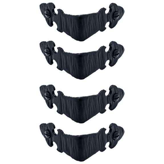 4 Pack 1.75 inch Metal Corner Protector - Black - Furniture Corner Hardware Corner Bracket Metal Embellishments for Wood Decorative Metal Trim The Iberian Series by Borderland Rustic Hardware