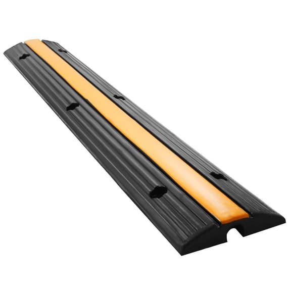 4 Pack 1-Channel Rubber Cable Protector Ramp, Heavy 22046 lbs Load Capacity, Speed Bump for Driveway Hose Cord Cover