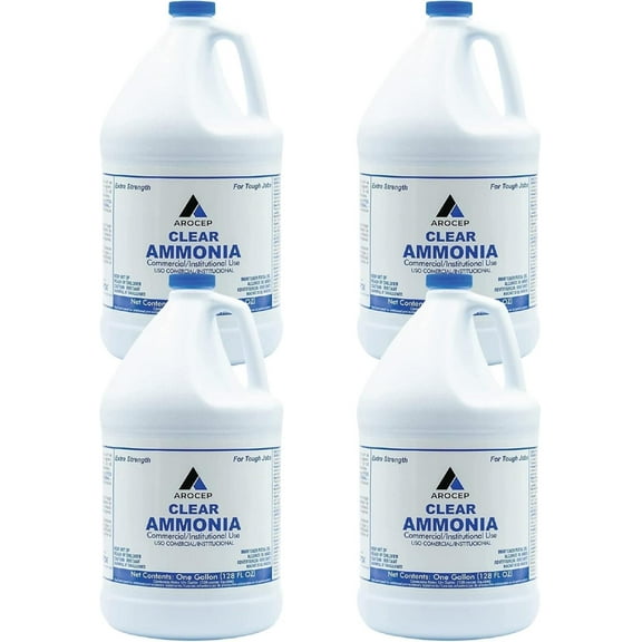 4 Pack 1 Gallon Clear Ammonia Cleaning Solution Multi-Purpose Liquid 128oz Bottles