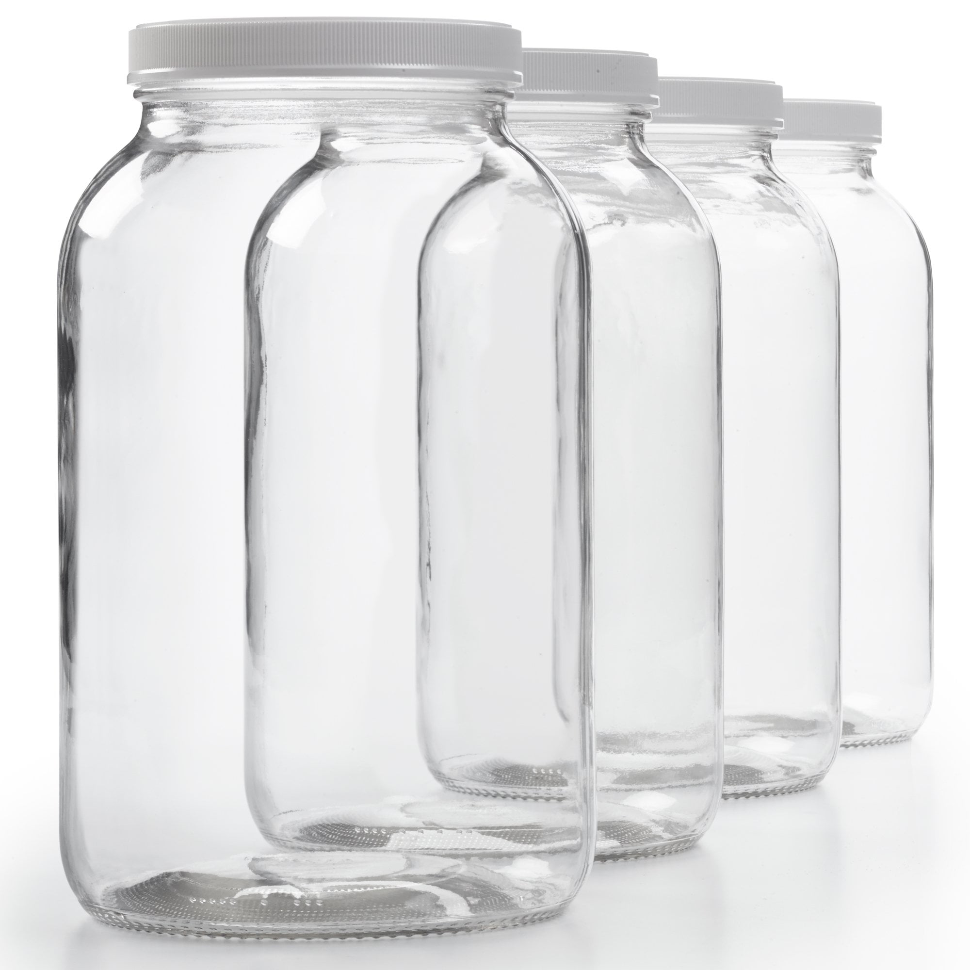1-Gallon Clear Glass Large Jar Wide Mouth w/Airtight Metal Lid For Storing  2Pack