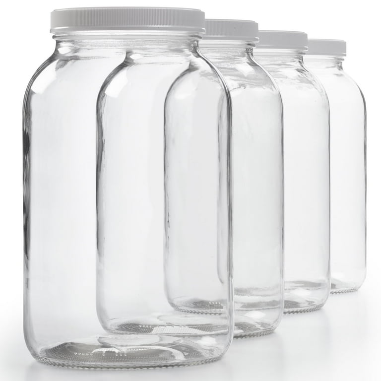 1 Gallon Clear Glass Storage Jar Wide Mouth Airtight with Rubber Seal Glass Lid Large Kitchen Storage Container for Food Pantry