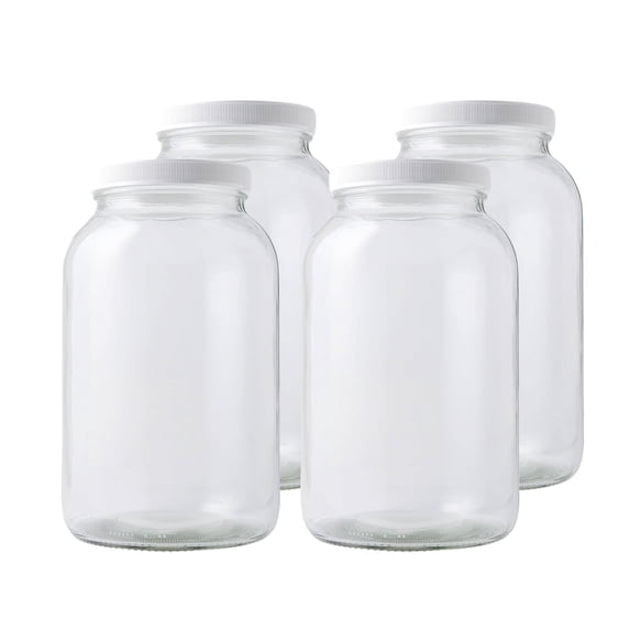 4-Pack 1 Gallon Glass Jar with Lid | Wide Mouth Food Storage Canisters ...