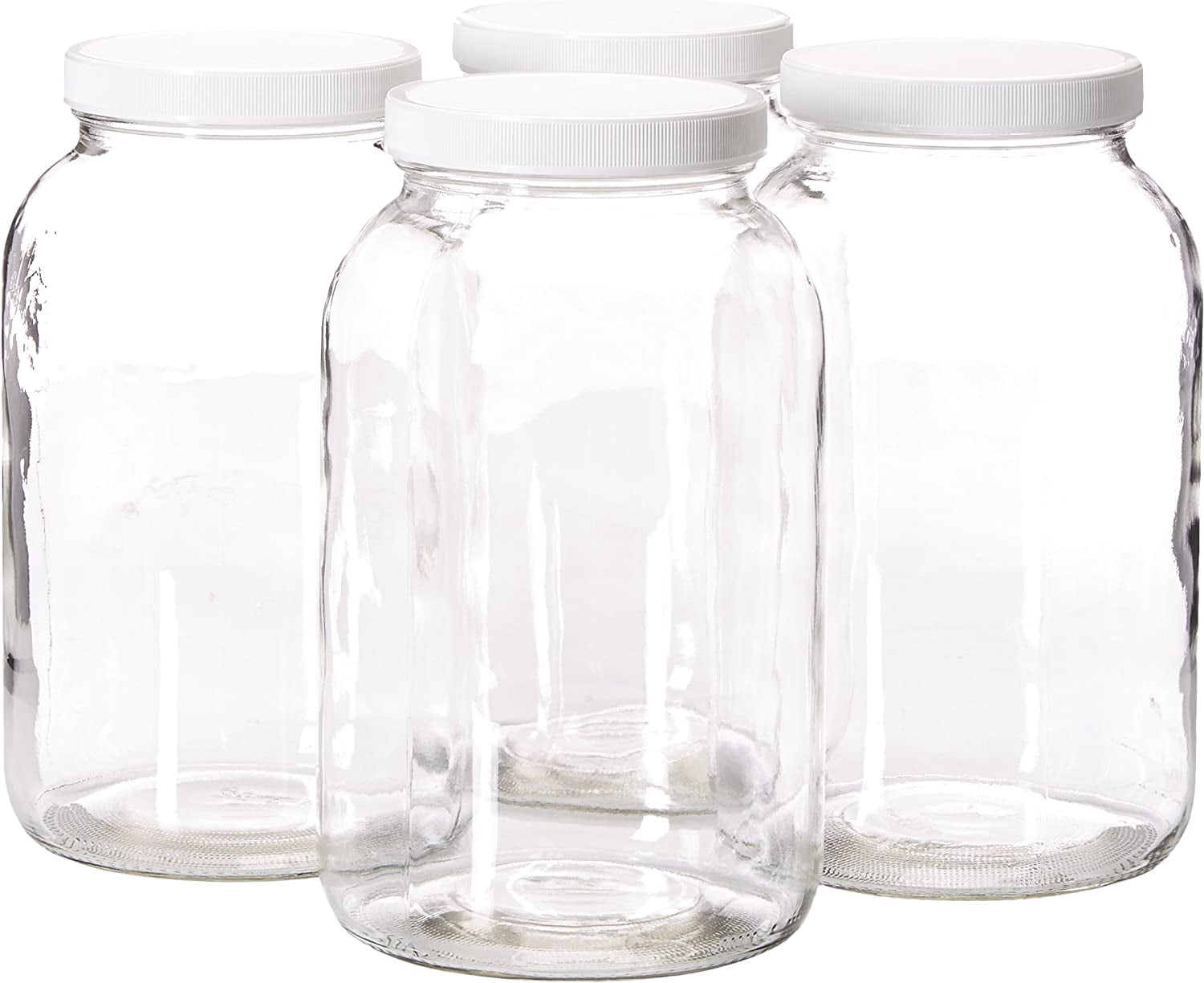 Kitchentoolz 1 Gallon Glass Mason Jars (Set Of 3) With Colored Airtight Lids - Wide Mouth Pantry Storage 1 thumbnail image