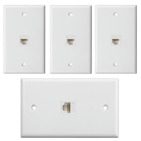 4-Pack 1-Port Ethernet Wall Plate, Jack Wall Plate with RJ45