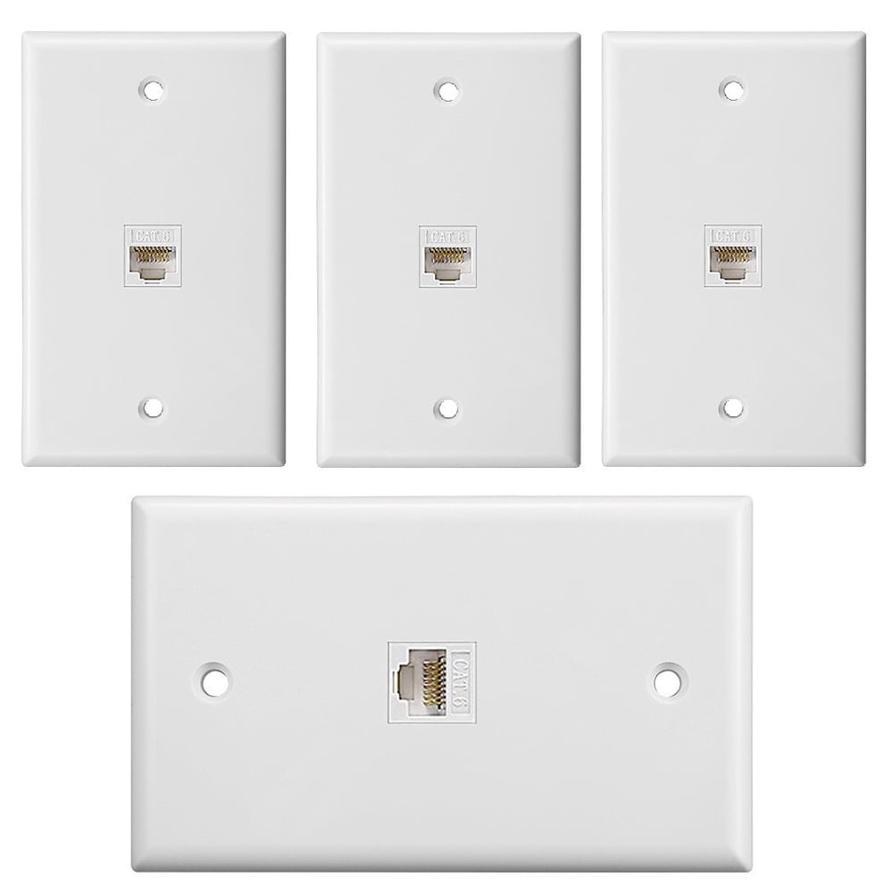 4Pack 1Port Wall Plate, Plate with RJ45