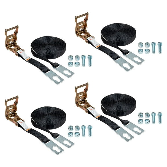 4 Pack 1" x 56' Center Ridge Strap with Ratchet & Keyhole Plates Heavy-Duty Polyester Strap, 333 lbs WLL Fit for Trailers & Rolling Tarp Systems