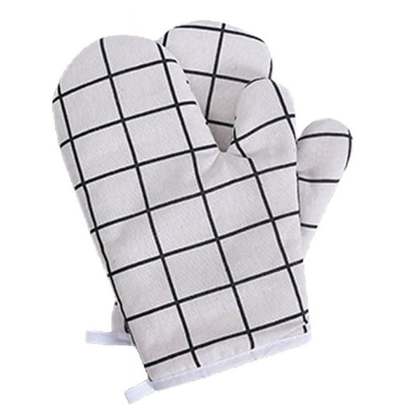 4 Pack 10.24" X 5.12" Cotton Oven Mitt Pot Holders, Non-Slip Heat Resistant Oven Mits Kitchen Gloves Potholders for Cooking Baking Grilling (White)
