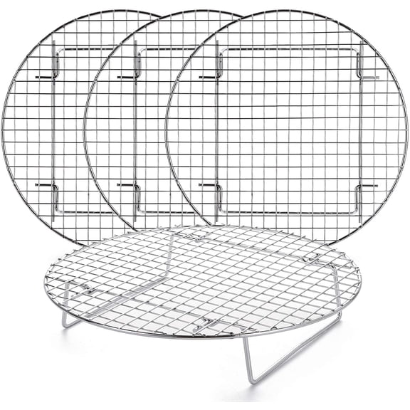4 Pack 10.5 inch Steamer Rack Round Grilling Rack for Cooling Steaming Baking Cooking, Lifting Food in Pots, Cake Pan, Pressure Cooker and Oven