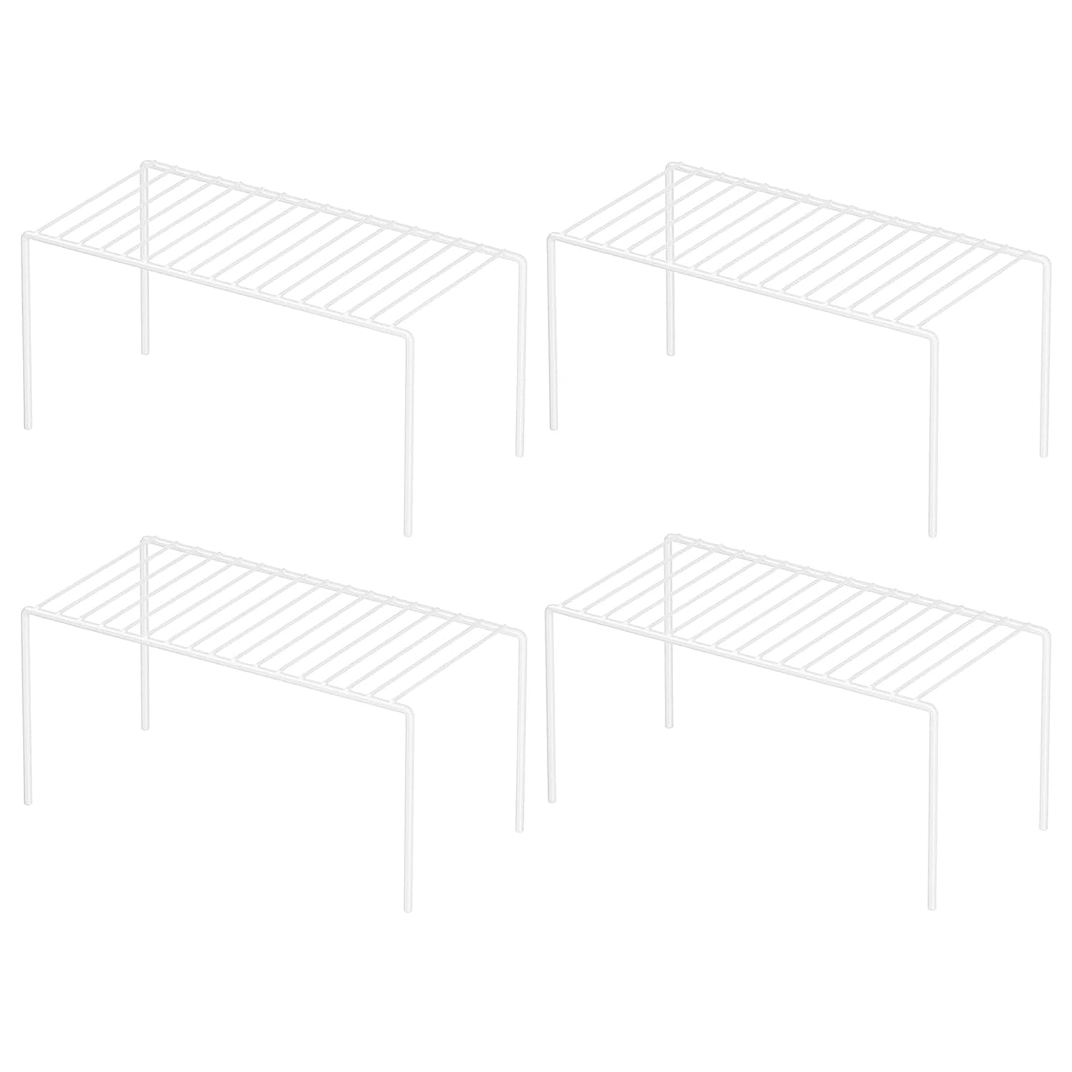 4 Pack(10.6 X 5.1 Inch) Cabinet Storage Shelf Rack  Rustproof Kitchen Counter And Small Organizer For Fridge Bathroom White