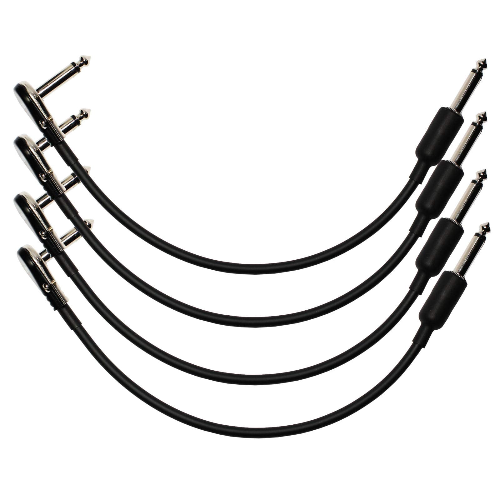 4-Pack 10" Castline Silver Mogami 2319 Guitar Pedal Board Effects Switcher Patch Cable 1/4 TS Low Profile and Short Barrel Connectors