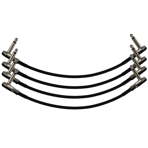 4-Pack 10" Castline Silver Mogami 2319 Guitar Pedal Board Patch Cable TS Low Profile Pancake Connector