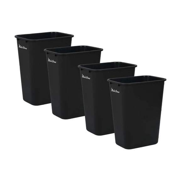 (4 Pack) 10 Gallon/40 Qt Wastebasket, Black Plastic Rectangular, Trash Can for Bedroom/Bathroom/Office, Garbage Can Fits Under Desk/Cabinet/Sink