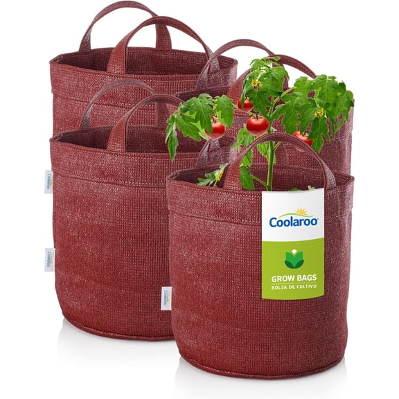 4-Pack 10 Gallon Heavy Duty Plant/Vegetable/Fruit/Flower Breathable Fabric Grow Planter Pot Bags with Handles, Brick