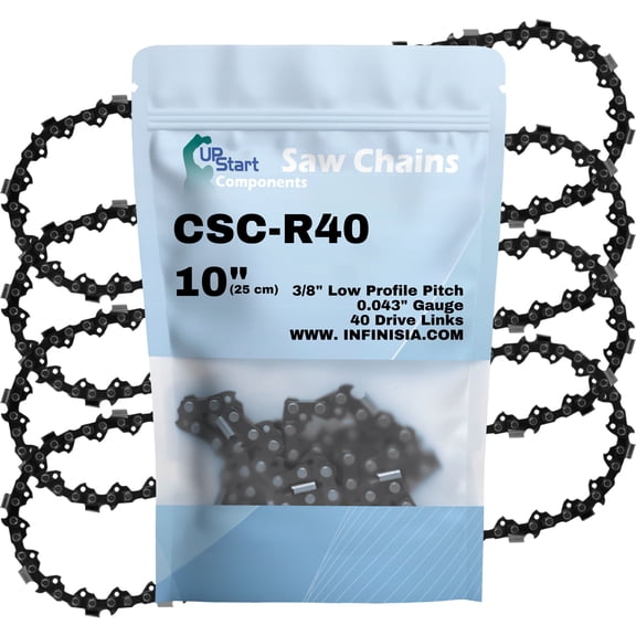 4-Pack 10-Inch Chainsaw Chain R40 Replacement for Chicago Lynxx 63286 - (10", 3/8", .043", 40 DL)