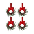 thumbnail image 1 of 4-Pack 10-Inch Christmas Mini Wreaths with Buffalo Plaid Bow, Artificial Red Berries, Ribbon & Greenery, Small Xmas Wreaths for Front Door, Kitchen, Cabinets, Windows, Wall & Holiday Home Decor, 1 of 8