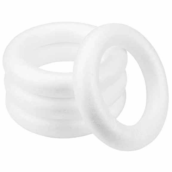4 Pack 10 Inch Craft Foam Wreath,Durable White Polystyrene Foam Ring,Round Foam Wreath for DIY Arts Crafts Floral Projects Decorations