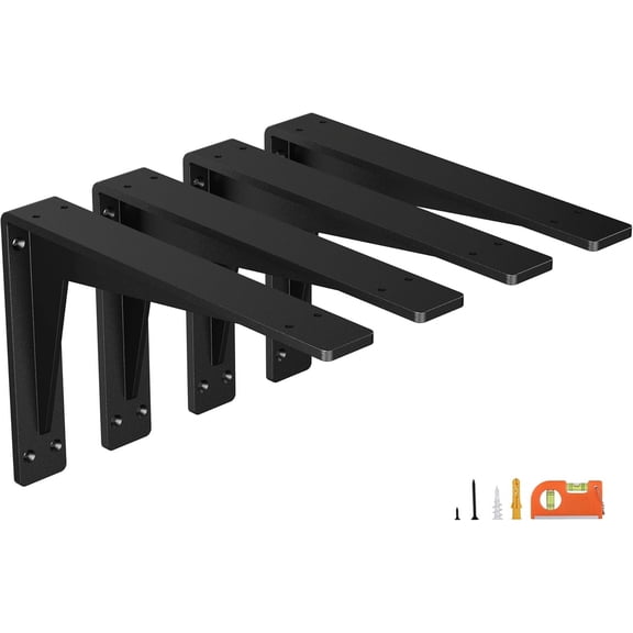 4-Pack 10 Inch Heavy Duty Shelf Brackets, Premium Metal Wall Bracket for Mantel, Countertop Support, Garage Storage Shelves | Floating Shelf Hardware | High Strength Corner Brace