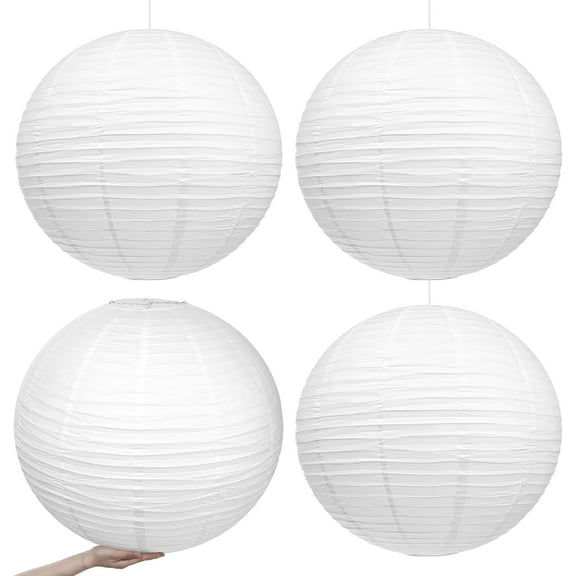 4 Pack 10 Inch Large Paper Lantern Shade Jumbo Chinese Round Hanging Japanese Paper Lantern Lamp for Home Wedding Party Ceiling Decoration
