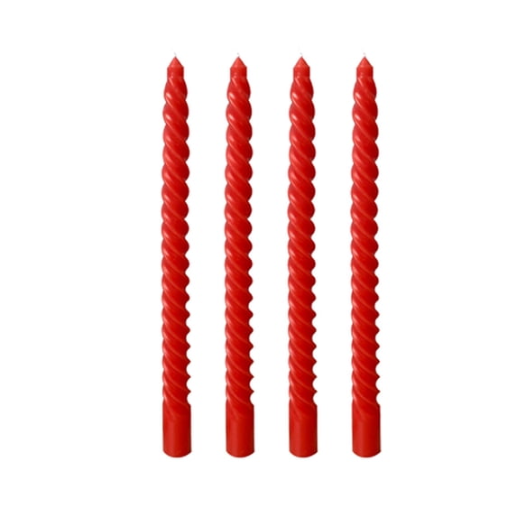 4 Pack 10 Inch White Spiral Taper Candles for Home Decor and Religious Ceremonies, Unscented Dripless Twisted Candlesticks for Weddings Dinner Holiday Decoration Formal Events(Light Red)
