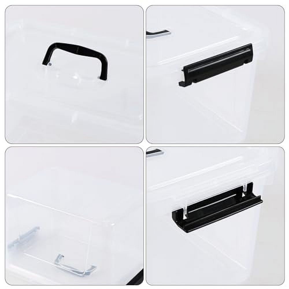 4-Pack 10 Liter Clear Plastic Storage Bins – Latching Lid With Handle, Organizer Box For Home