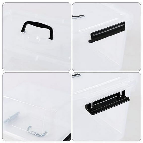 4-Pack 10 L Plastic Storage Bin with Handle, Clear Latching Container Box
