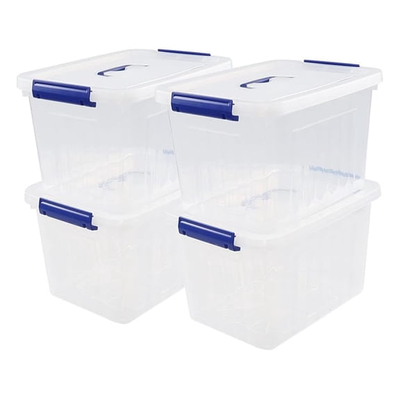 4-Pack 10 L Plastic Storage Box, Clear Storage Box with Lid