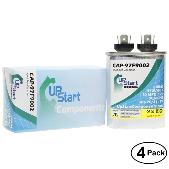 4-Pack 10 MFD 370 Volt Oval Run Capacitor Replacement for Carrier / Bryant / Payne FY4ANF030000AAAA - CAP-97F9002, UpStart Components Brand