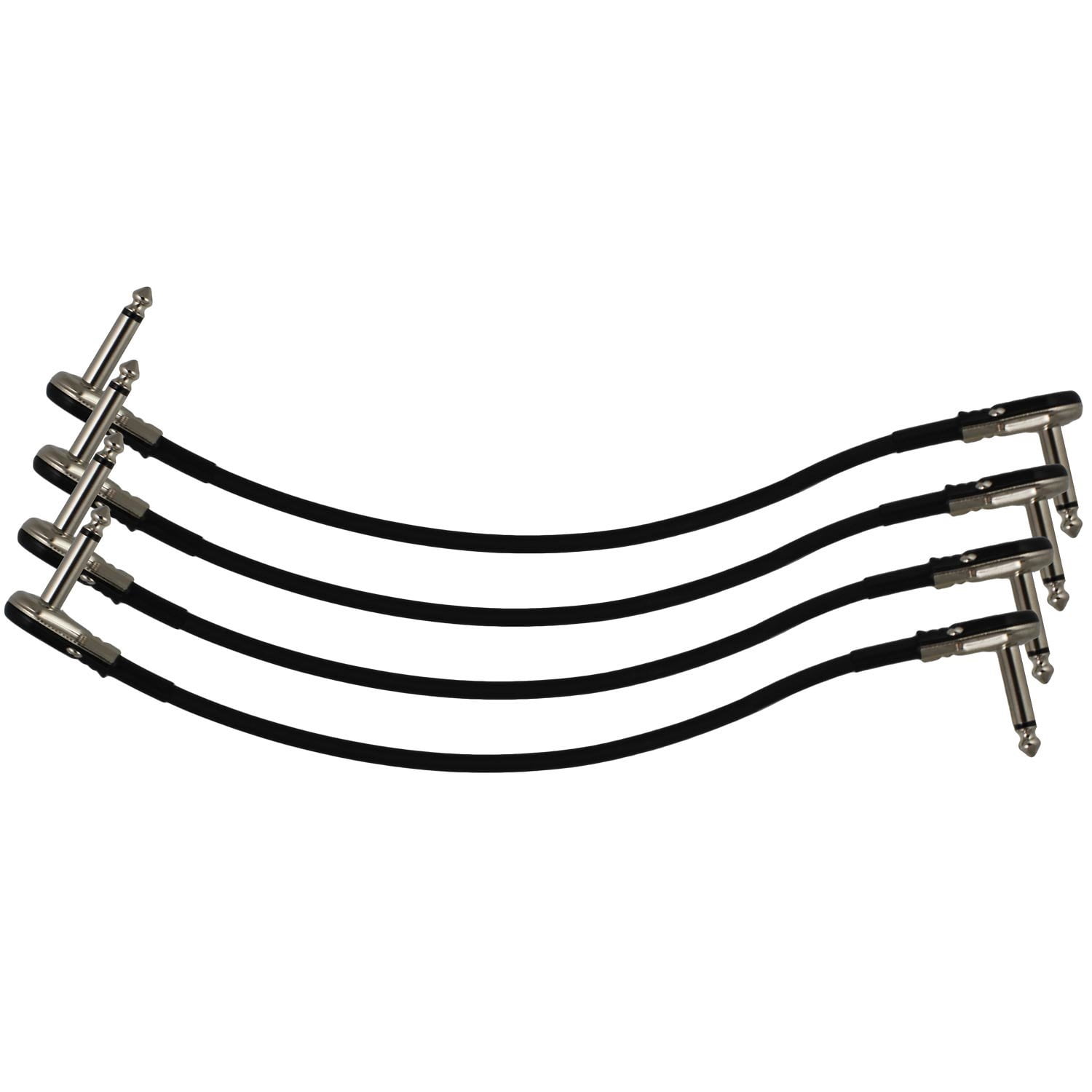 4-Pack 10" S-Shape Castline Silver Mogami 2319 Guitar Pedal Board Patch Cable TS Low Profile Pancake Connector