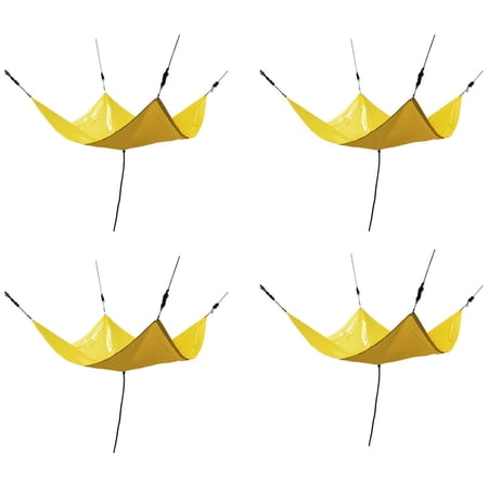 4 Pack 10'x10' Roof Ceiling Leak Diverter Drain Tarp - Vinyl Coated Ceiling Rain Drip Catcher with Heavy Duty Grommets - Yellow Roof Rain Diverter - Reusable Roof Drain Fitting Tarp